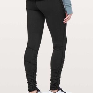 Lululemon Size 6 Read to Rulu Ruched Black Leggings